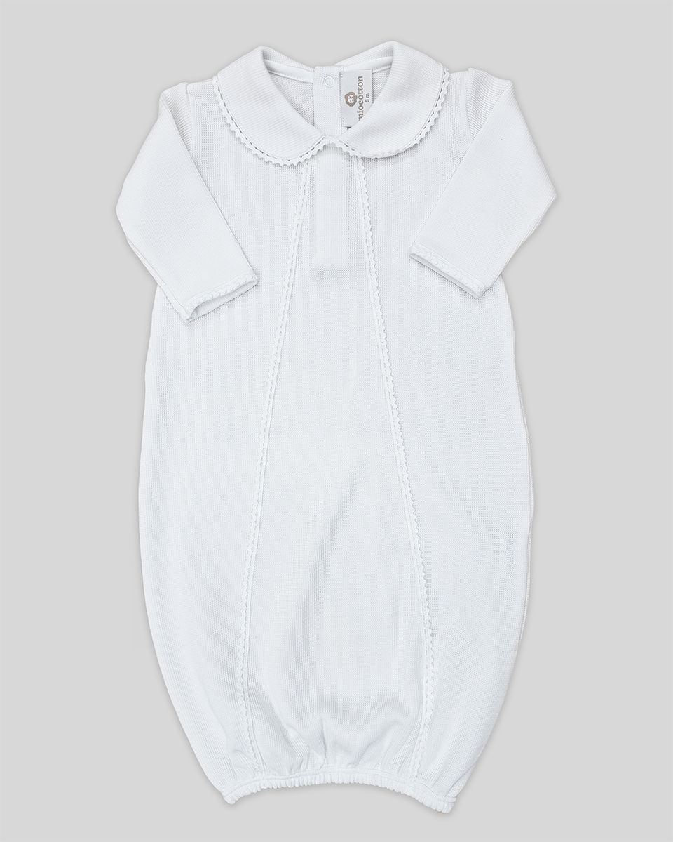Miocotton Milen Baby Gown - Special Knit White
