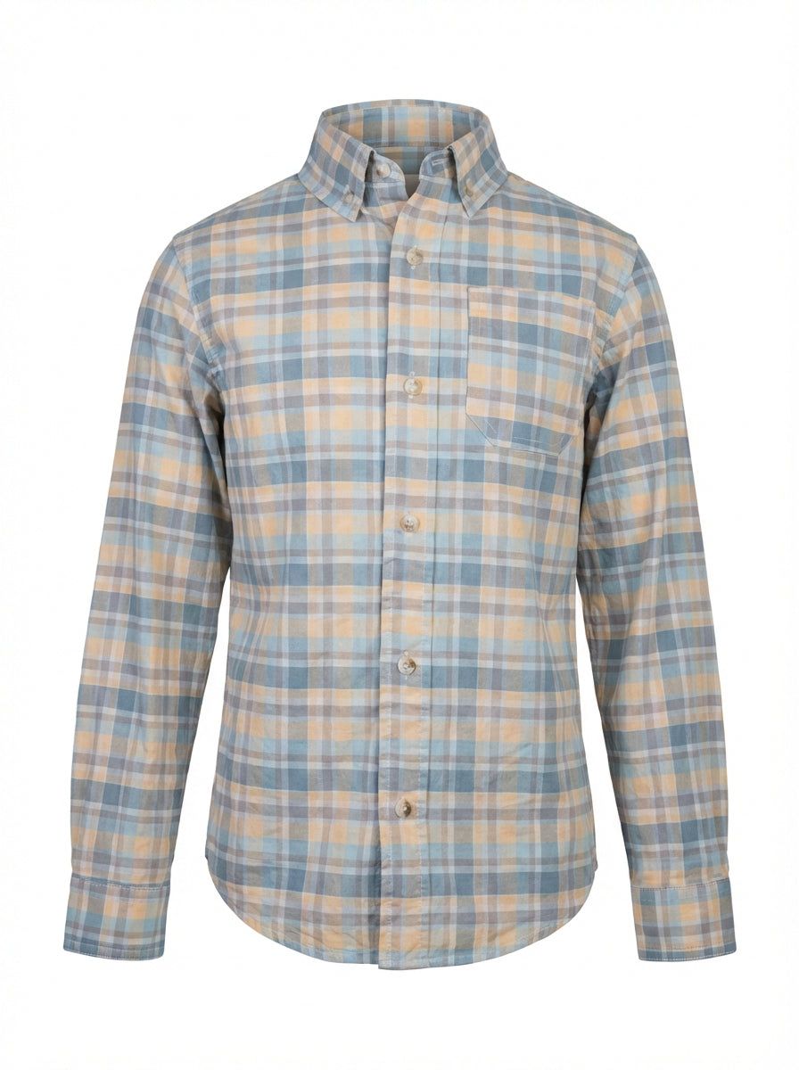 Finn Boys Pierfront Buttondown - Springwater Blue Plaid