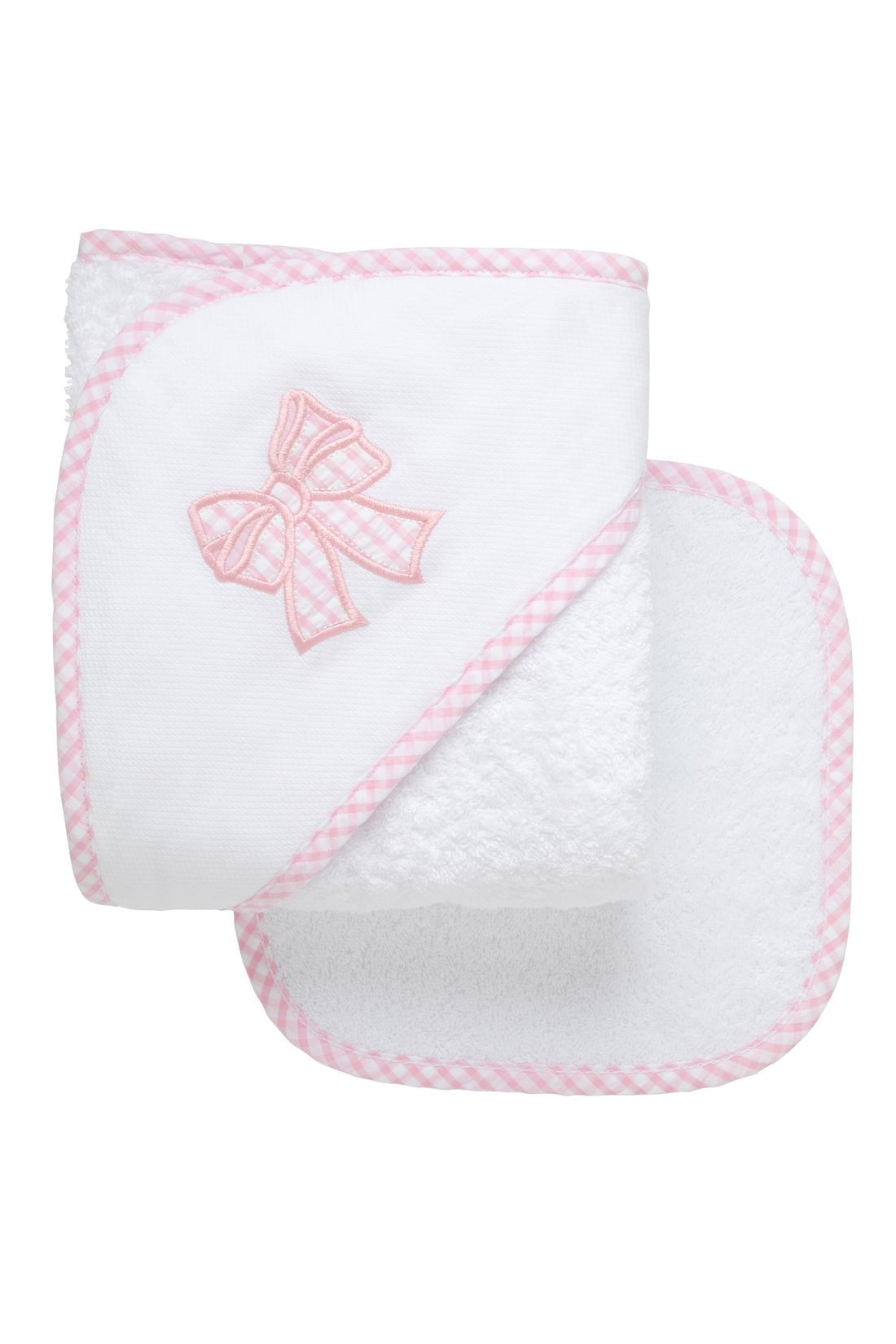 3 Martha's Pink Bow Box Hooded Towel & Washcloth Set