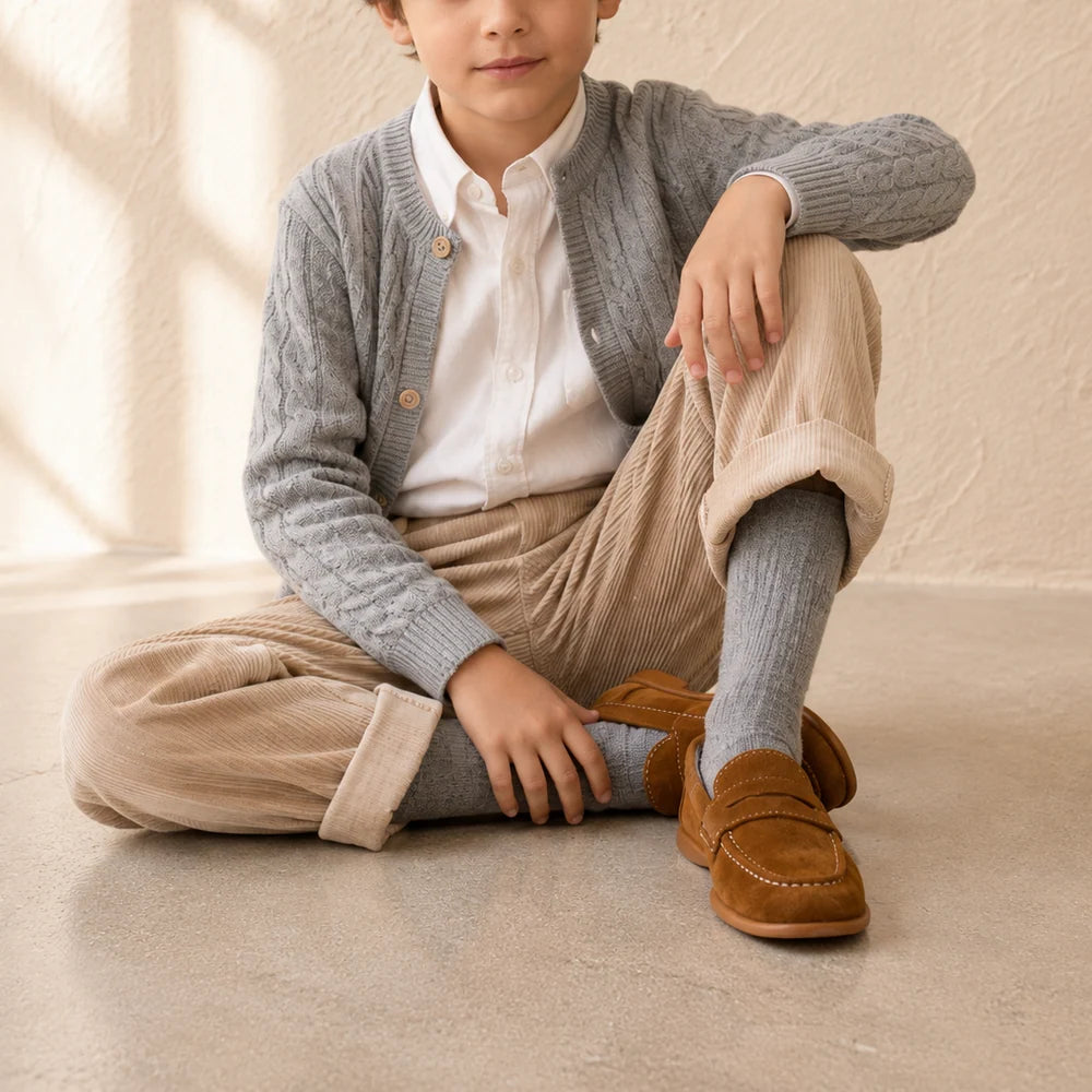 Elephantito Boys Suede Penny Loafer - Camel
