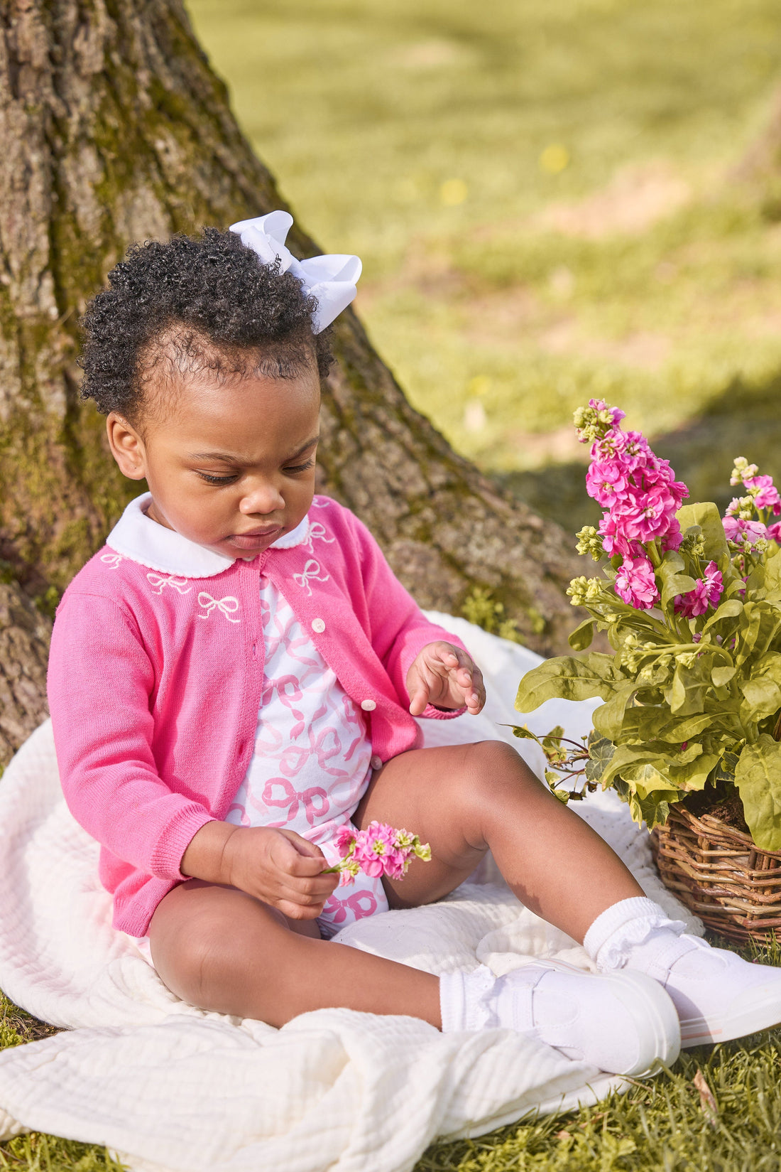 Little English Printed Peter Pan Bubble - Bows & Ribbons