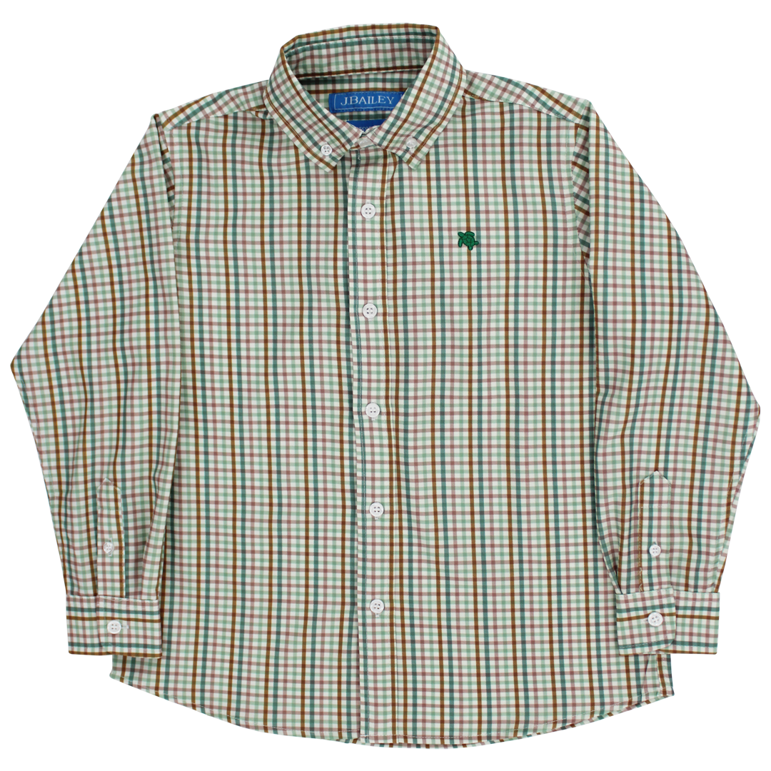 J Bailey Performance Button Down Shirt - Acorn Plaid