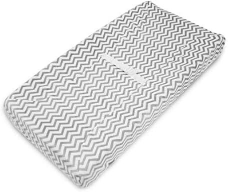 American Baby Chenille Contoured Changing Pad Cover Grey Zig Zag