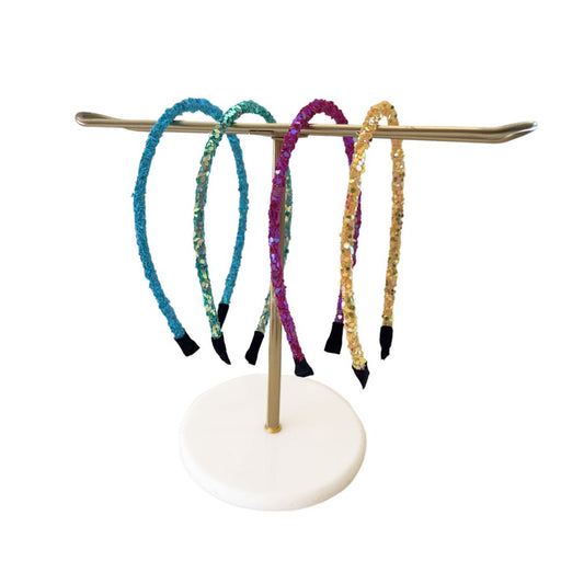 American Jewel Charm Glitter Headbands - Set of 4