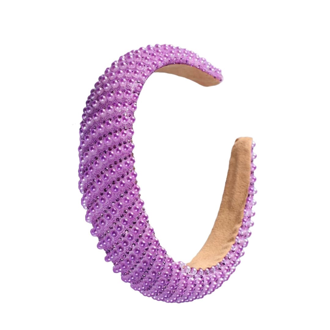 American Jewel Diagonal Pearl Headband - Purple