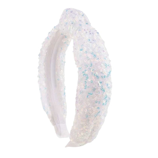 American Jewel Sequins Knot Headband - White