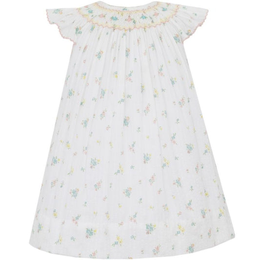 Anavini Nicole White Pastel Floral Print Angel Wing Bishop babysupermarket