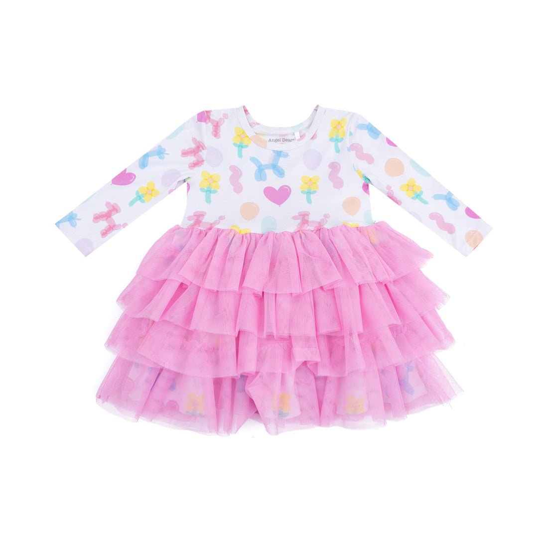 Angel Dear White/Pink / 2 Toddler Angel Dear Balloon Animals Pink Twirly Layered Tulle Dress