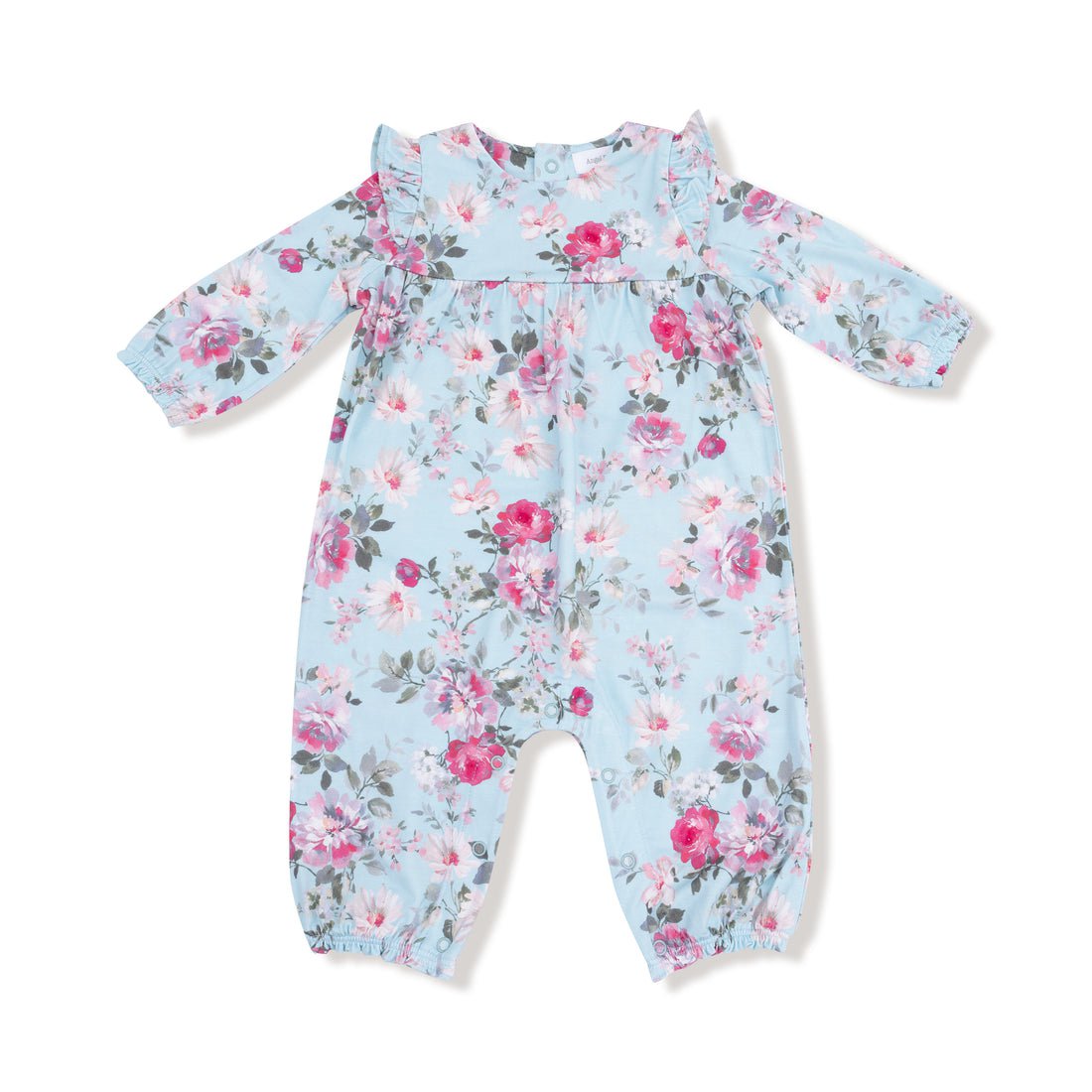 Angel Dear Blue/Romance Rose / 3-6 Mo Angel Dear Charlotte Floral Ruffle Sleeve Romper