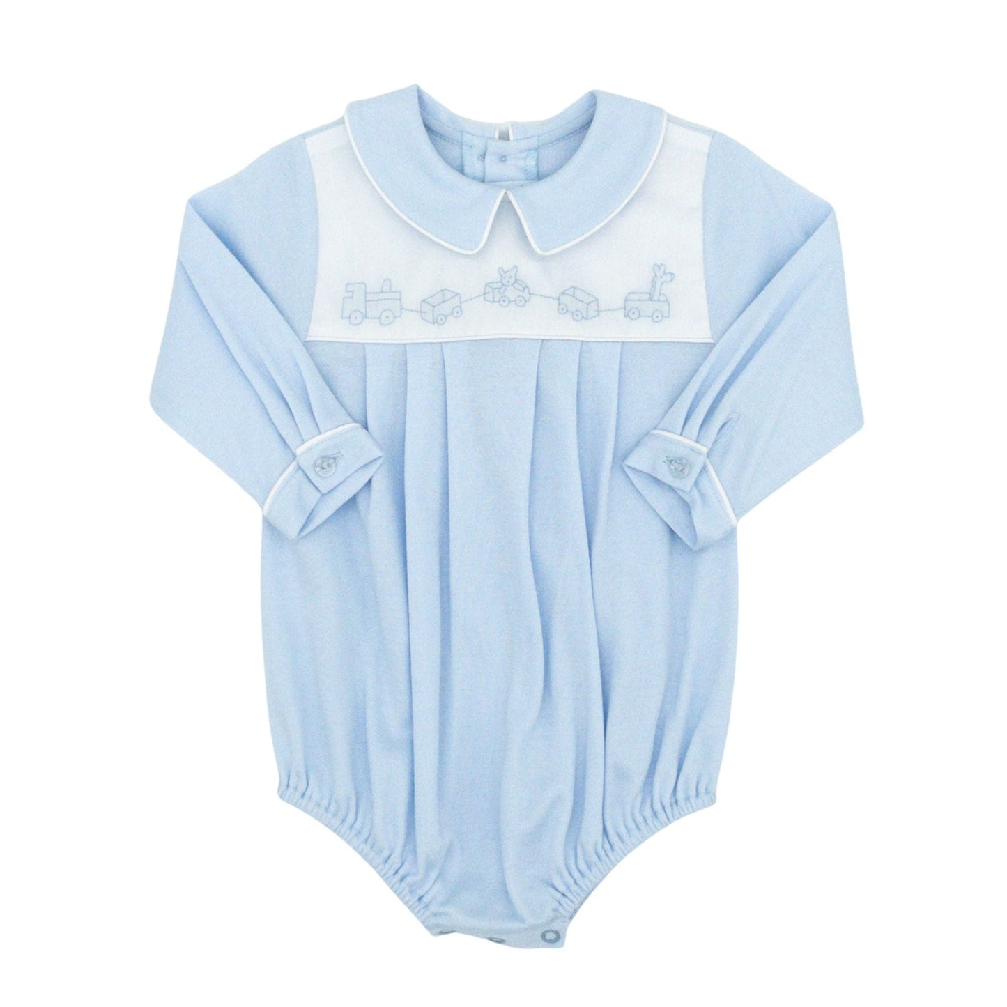 Auraluz Blue / 3 Mo Auraluz Boys Wagon Embroidered Knit Bubble