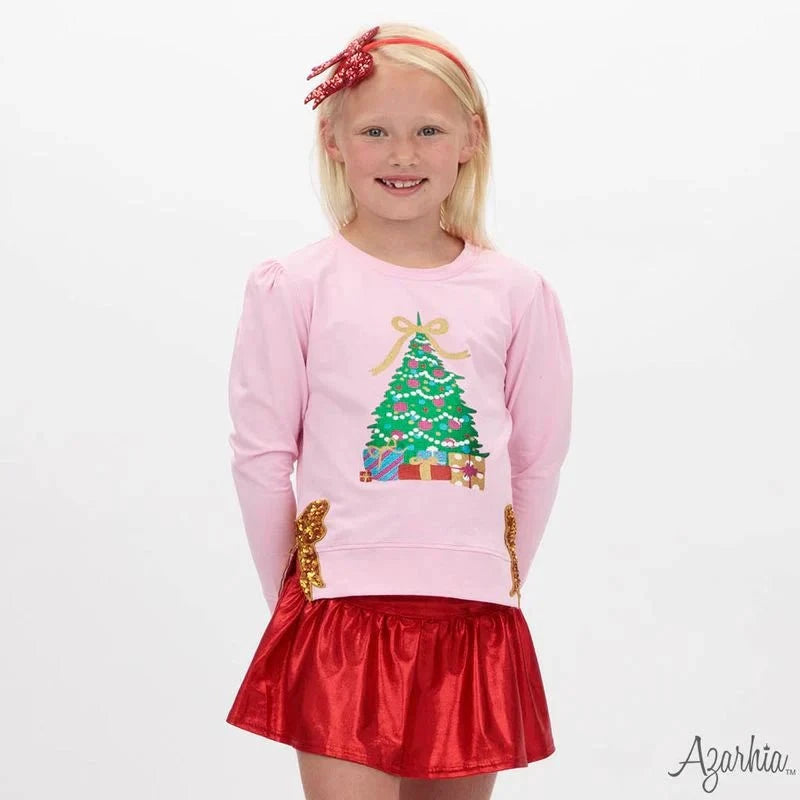 Azarhia Girls Christmas Tree Shirt