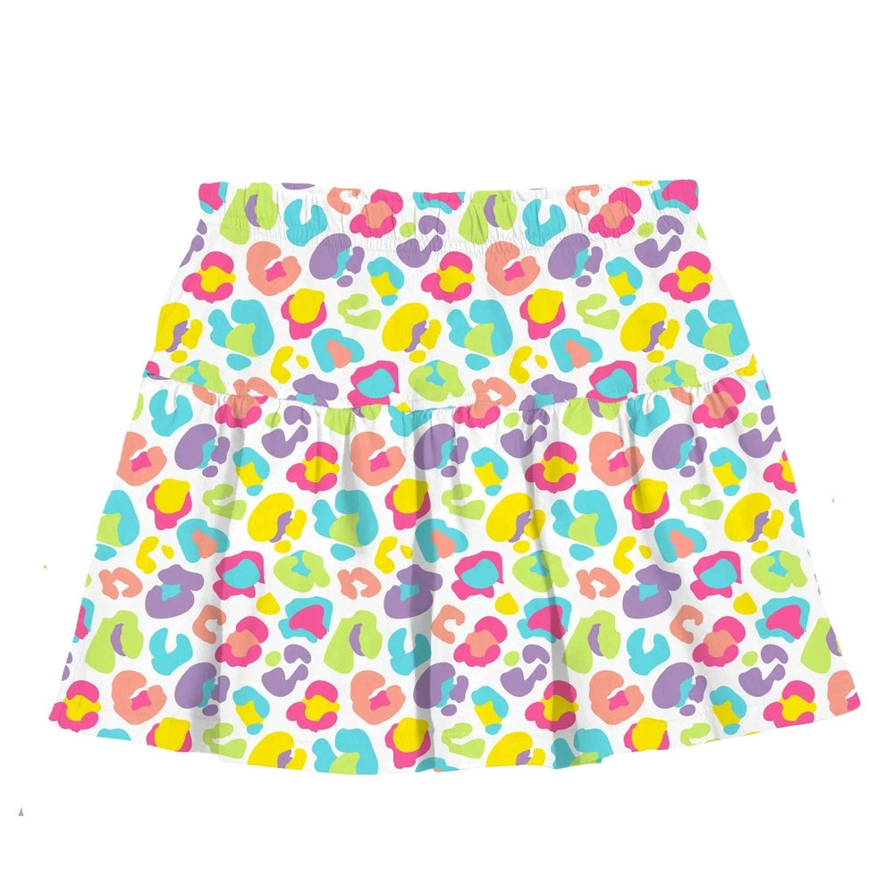 Azarhia LLC Girls Apparel / Skirts / Tween Neon Leopard / 4 Toddler Azarhia Girls Neon Leopard Gathered Skort