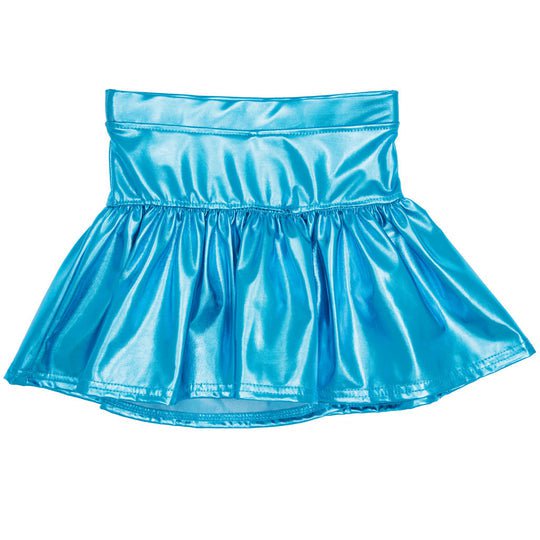 Azarhia LLC Apparel & Gifts Turquoise / 4 Azarhia Girls Turquoise Slick Metallic Gathered Skort