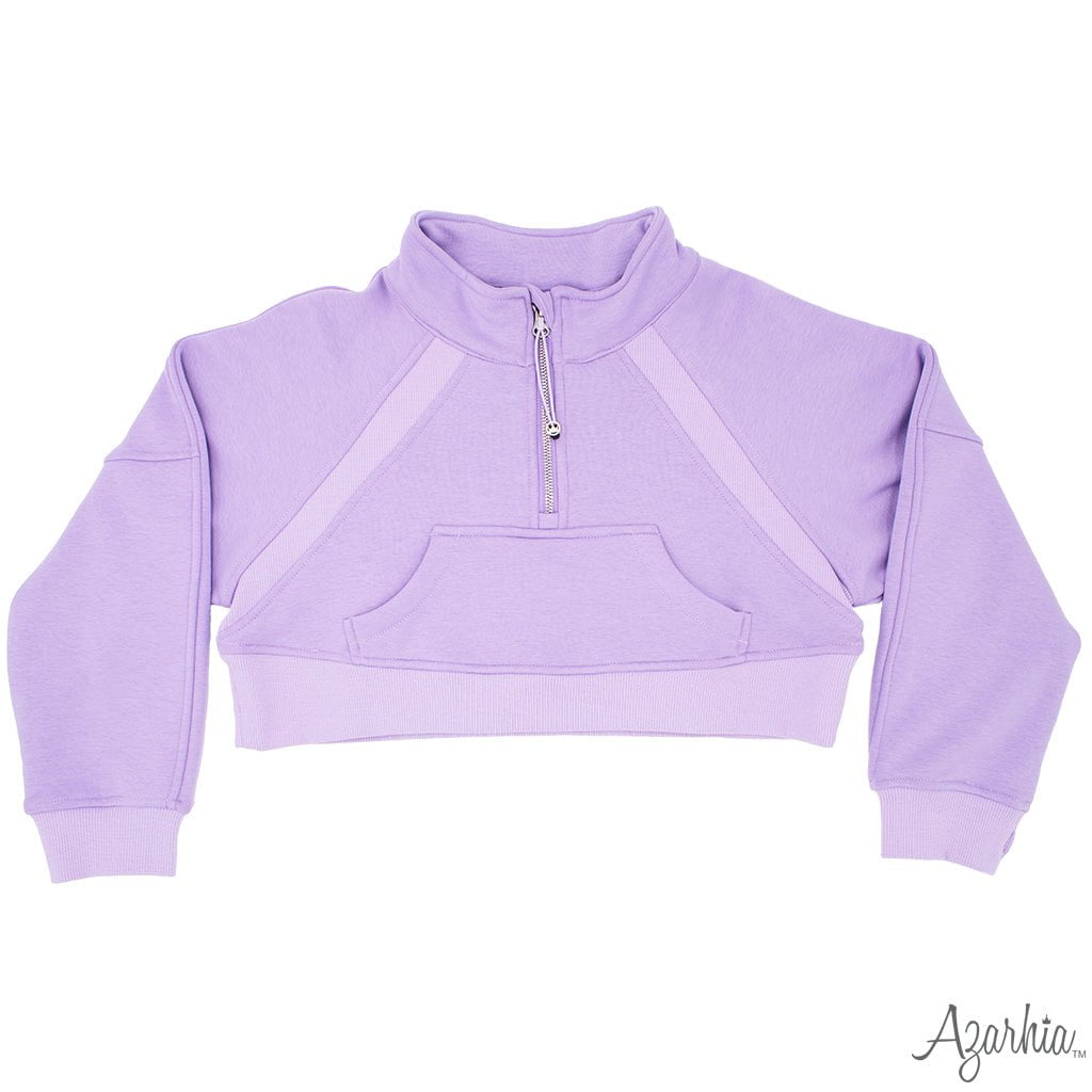 Azarhia LLC Lavender / 5 Azarhia Oversized Cropped 1/4 Zip Sweatshirt