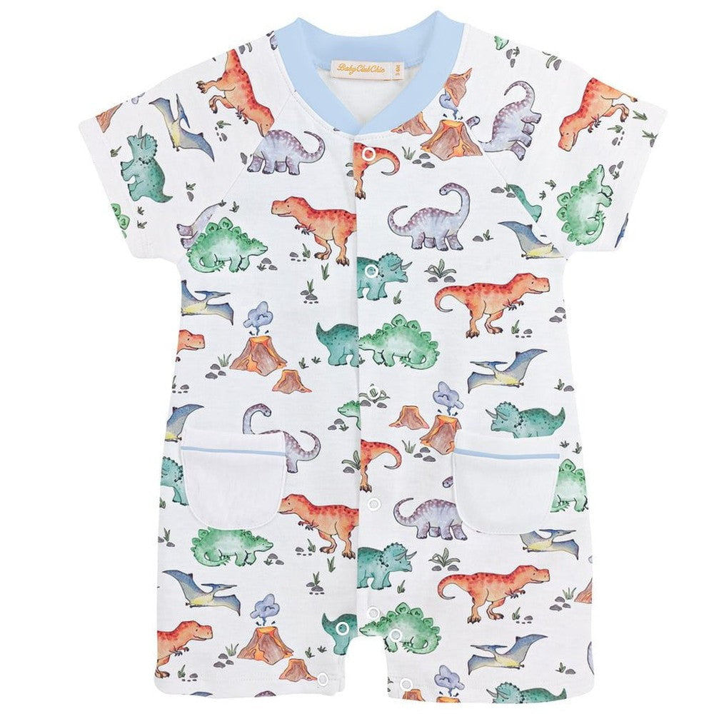 Baby Club Chic Boys Dino's Kingdom Printed Romper babysupermarket