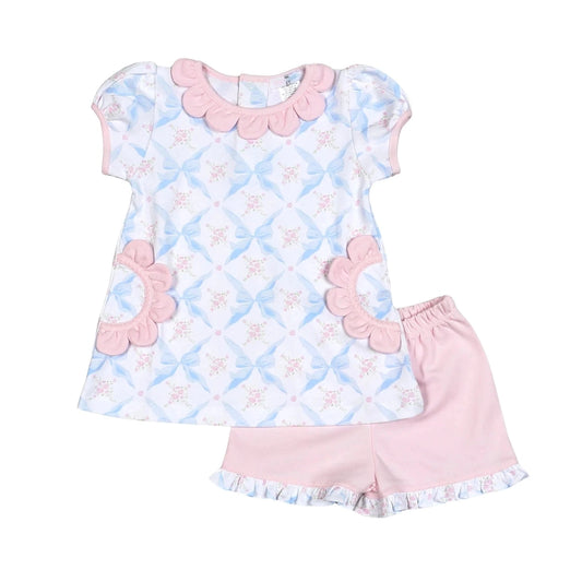 Baby Loren Blue Bows Short Set babysupermarket