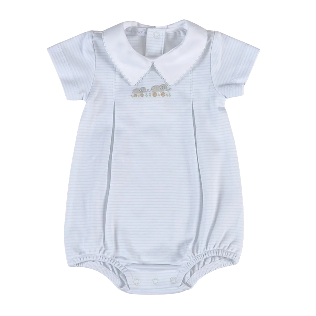 Baby Loren Blue / 3-6 Mo Baby Loren Blue Elephants Embroidered Bubble