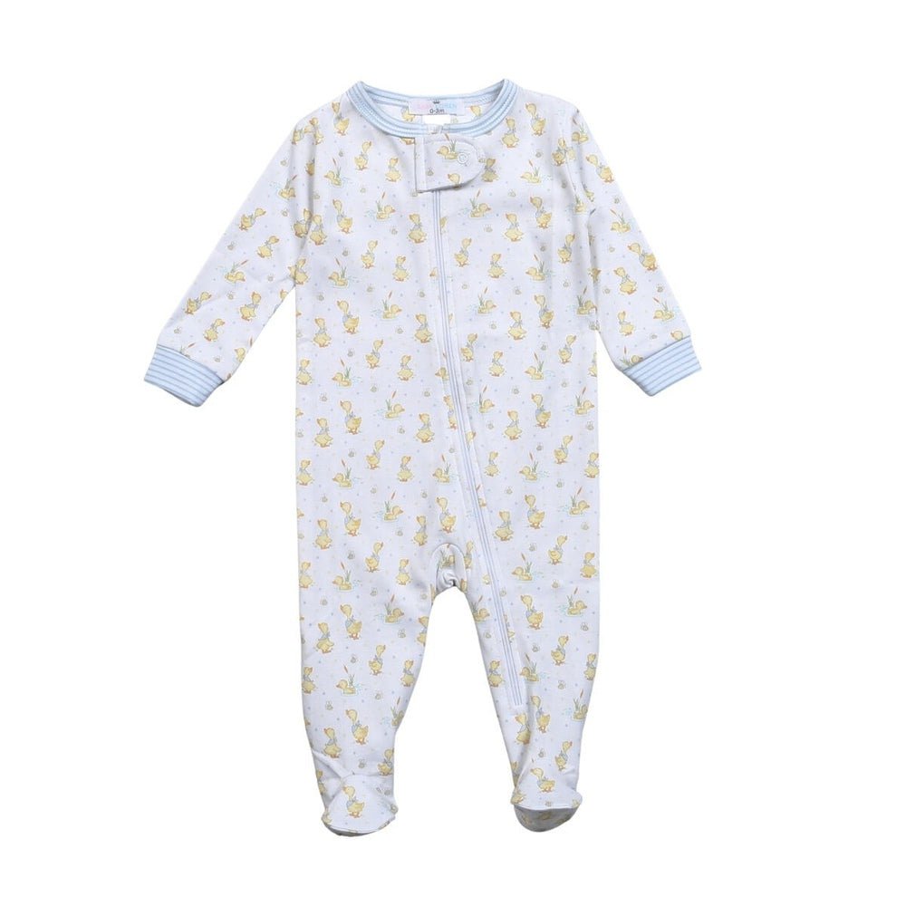 Baby Loren Boys Ducks in the Pond Pima Zipper Footie babysupermarket
