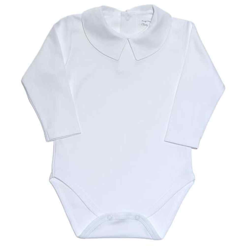 Baby Loren Boys Apparel / Shirts / Infant 3-6 Mo / White Baby Loren Boys White Peter Pan Collar Pima Bodysuit