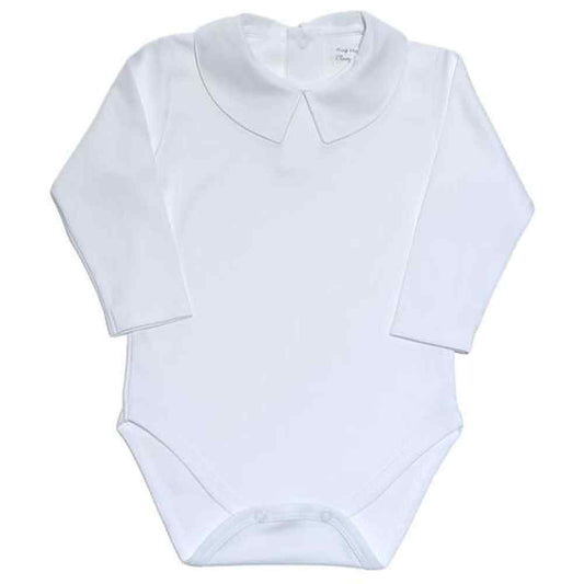 Baby Loren Boys Apparel / Shirts / Infant 3-6 Mo / White Baby Loren Boys White Peter Pan Collar Pima Bodysuit