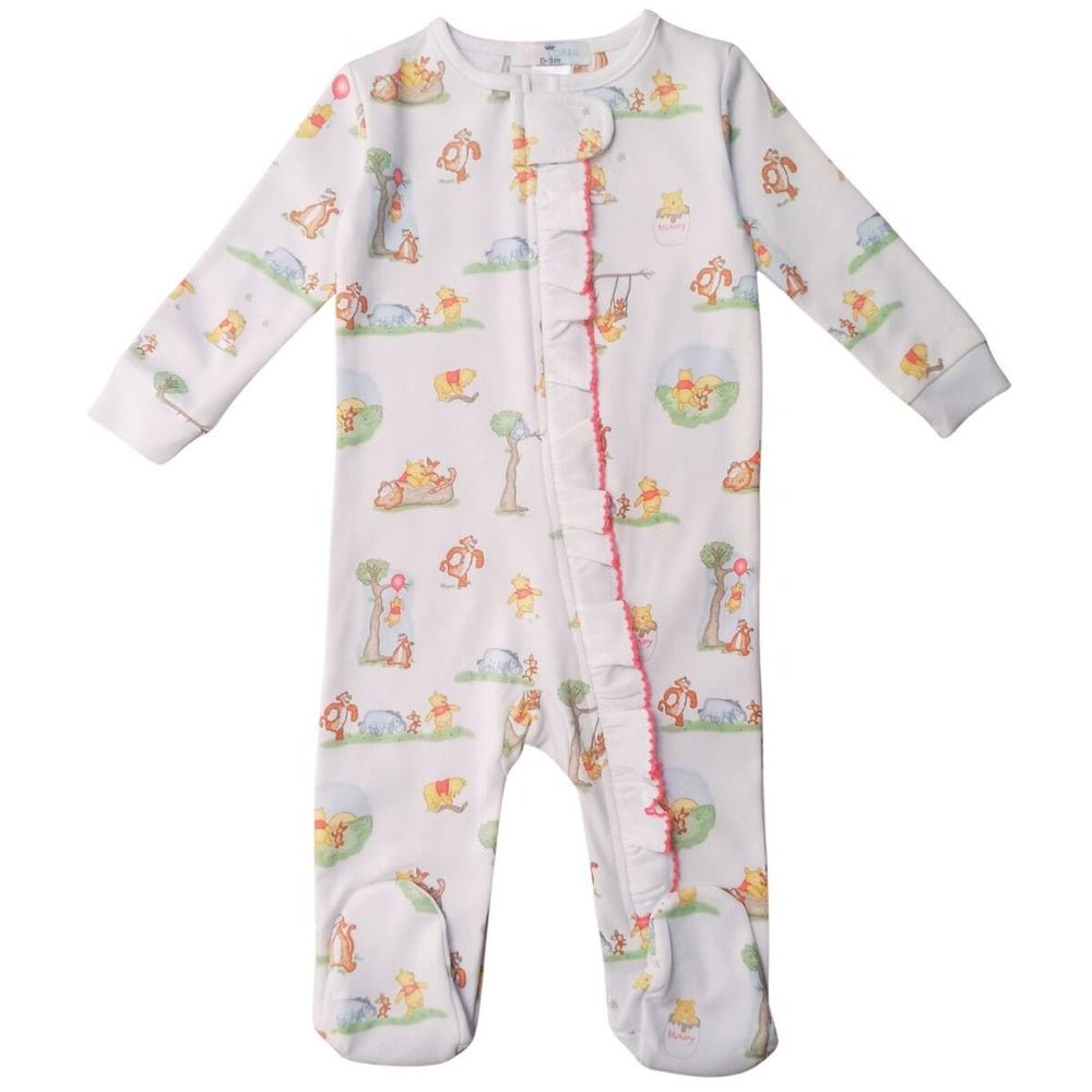 Baby LorenBaby Loren Girls Honey Bear Ruffle Pima Zipper FootieBabysupermarket