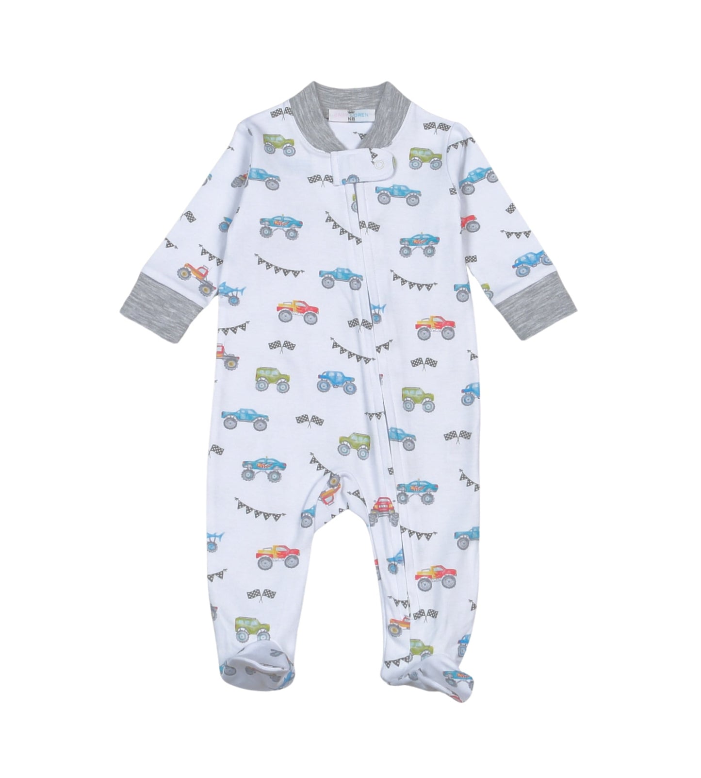 Baby Loren Newborn Baby Loren Monster Trucks Zipper Footie