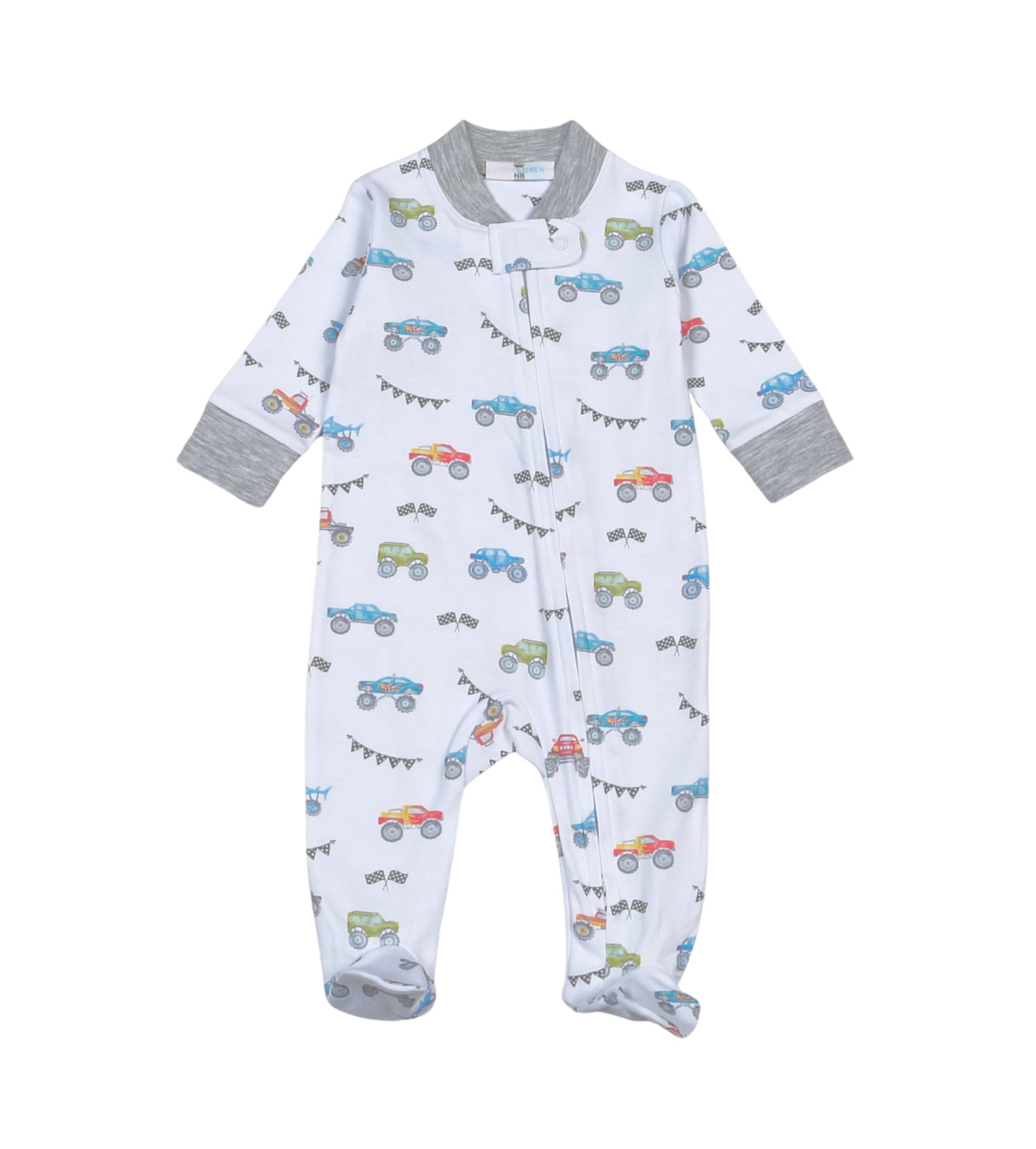 Baby Loren Newborn Baby Loren Monster Trucks Zipper Footie