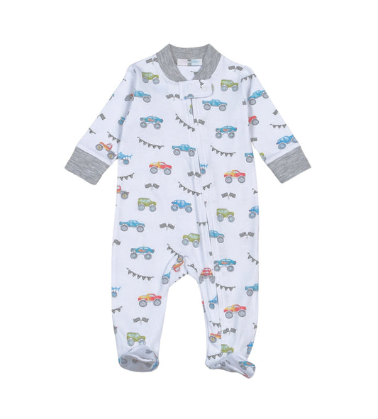 Baby Loren Newborn Baby Loren Monster Trucks Zipper Footie