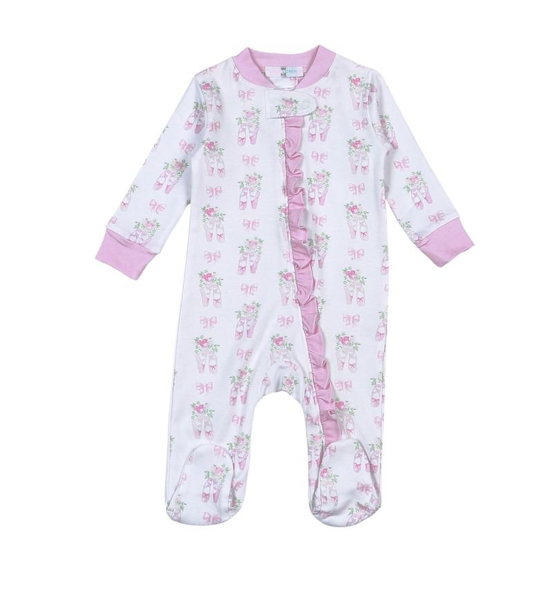 Baby Loren Twinkle Toes Pima Ruffle Zipper Footie