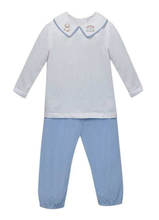 Baby Sen Toddler White/Blue / 12 Mo Baby Sen Dog House Beau Pant Set