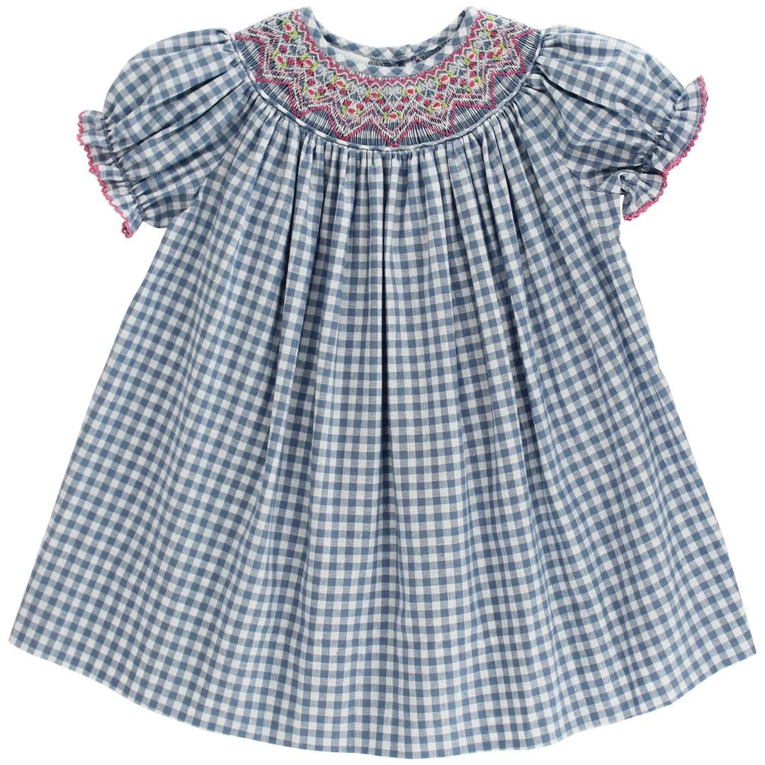 Bailey Boys Denim Gingham with Pink Geo Bishop