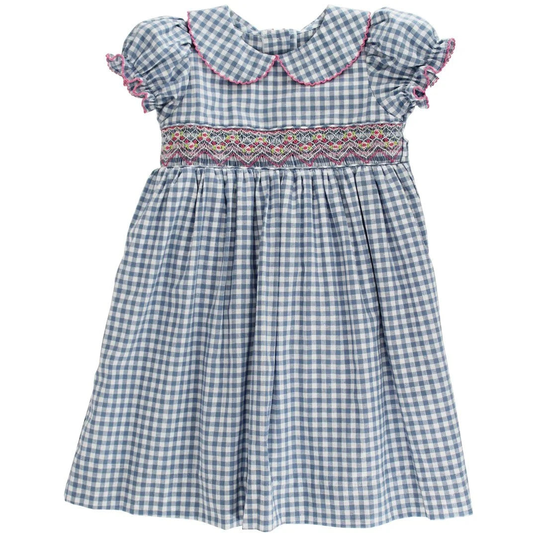 Bailey Boys Denim Gingham with Pink Geo Dress