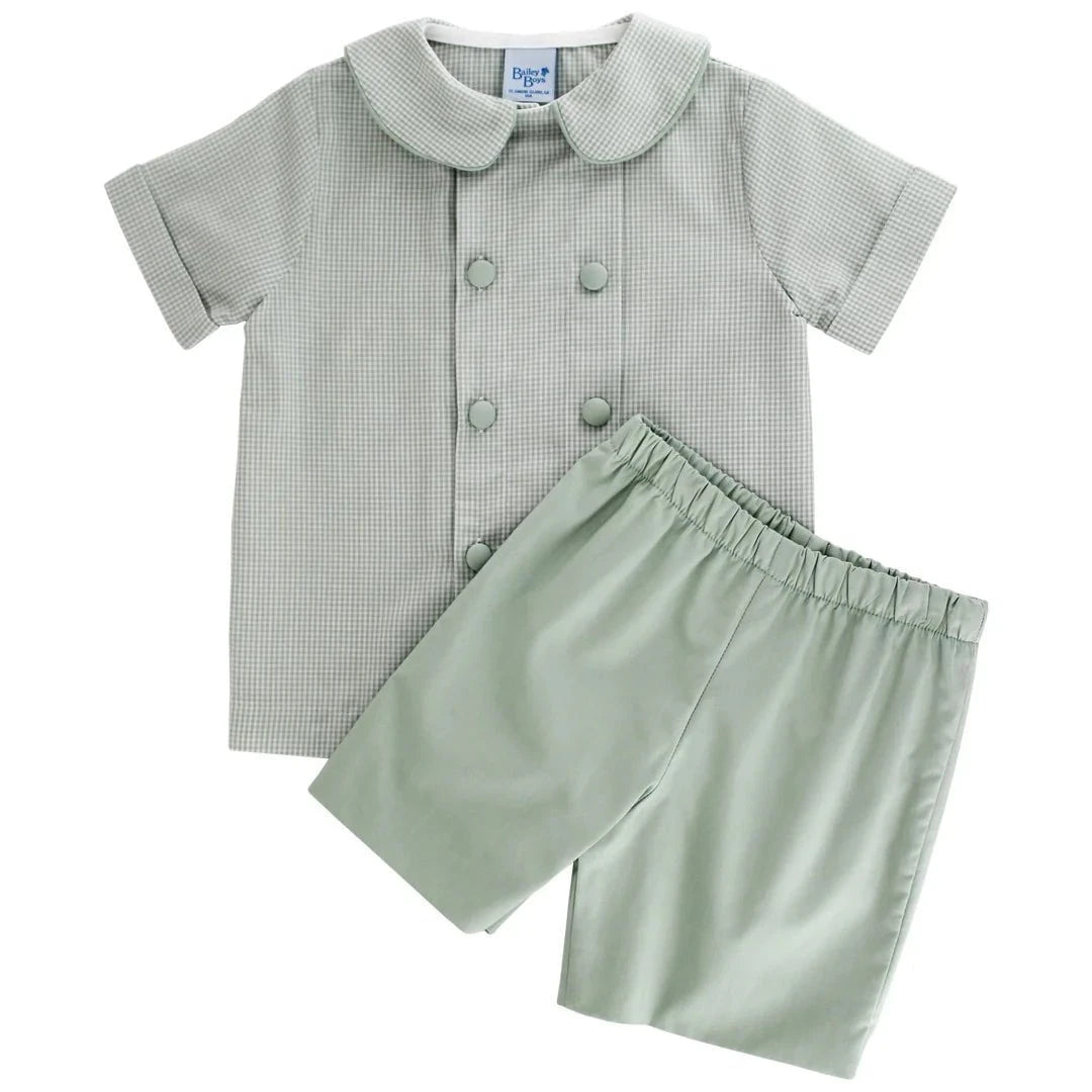 Bailey Boys Dressy Short Set - Celery Check