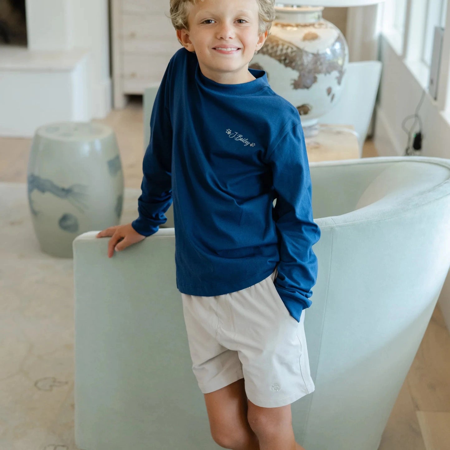 Bailey Boys Long Sleeve Logo Tee - Pointers on Navy