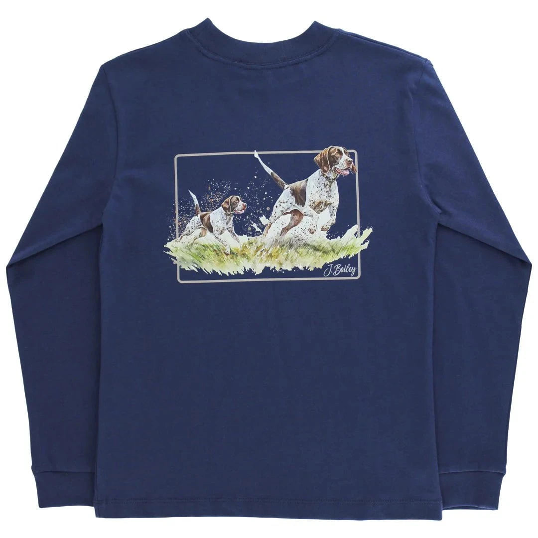 Bailey Boys Long Sleeve Logo Tee - Pointers on Navy