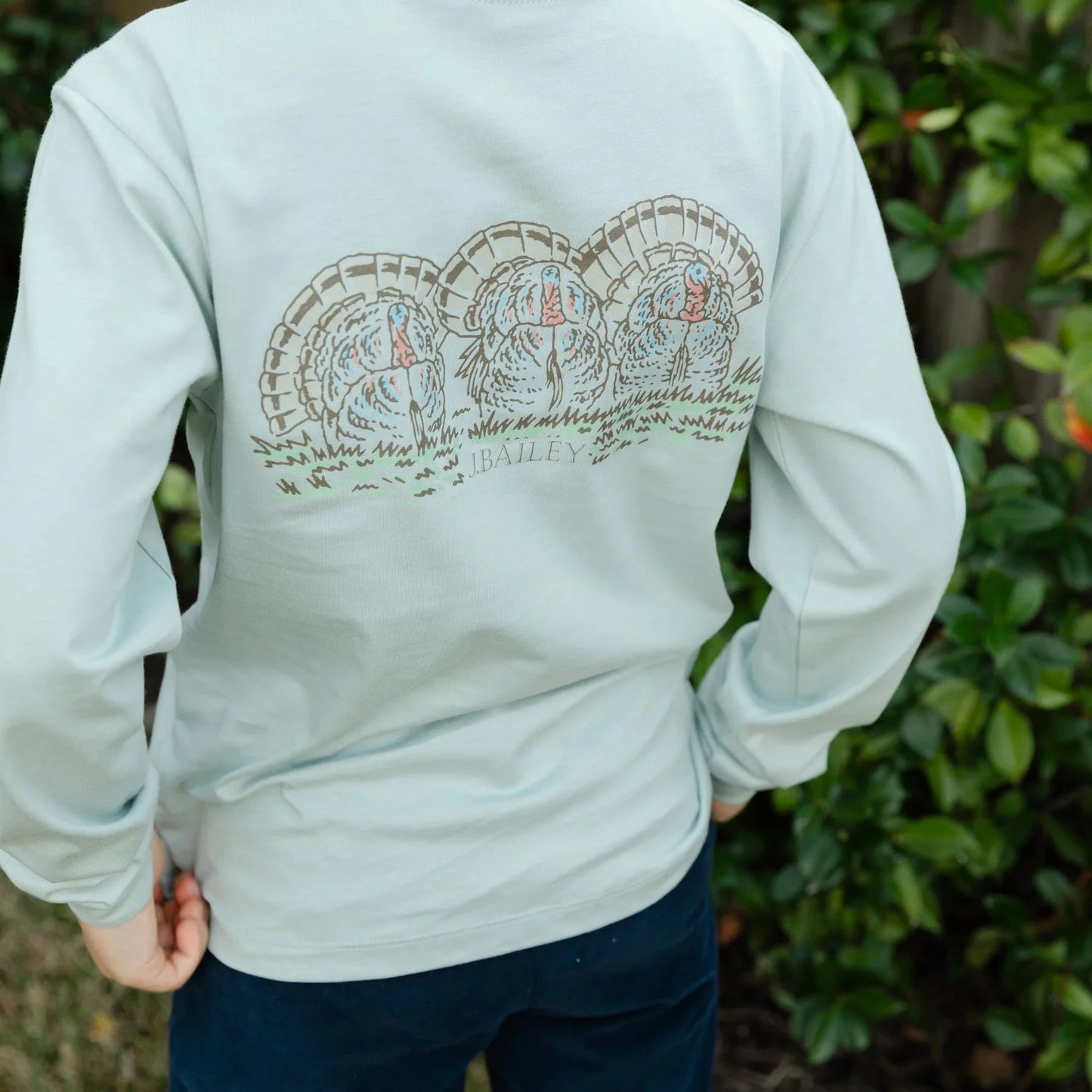 Bailey Boys Long Sleeve Logo Tee - Turkey on Sage