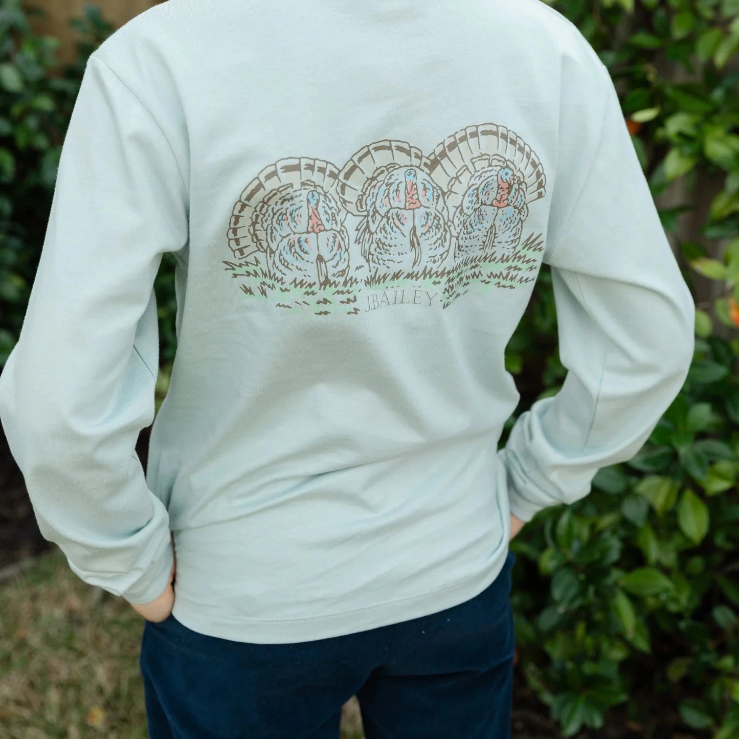 Bailey Boys Long Sleeve Logo Tee - Turkey on Sage