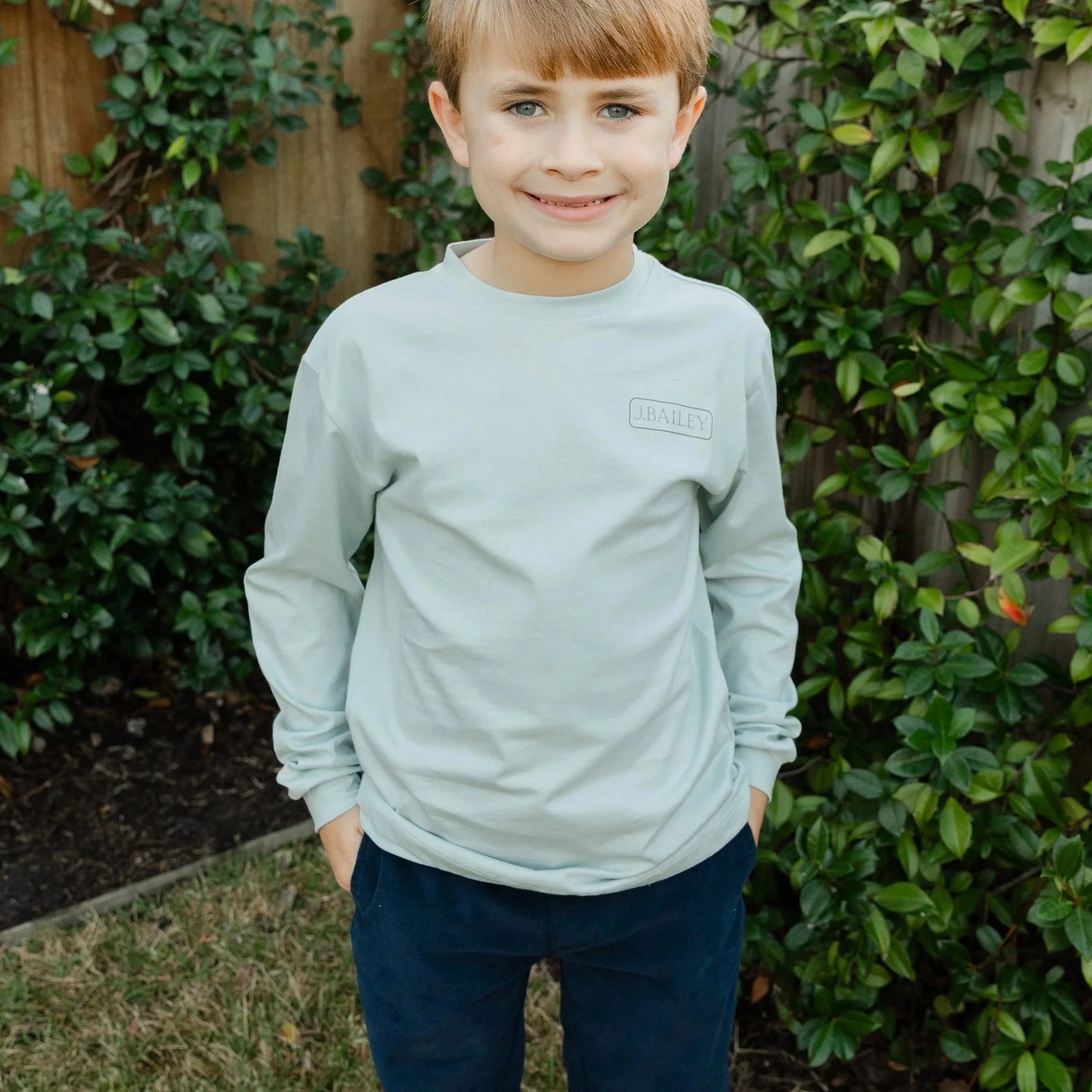 Bailey Boys Long Sleeve Logo Tee - Turkey on Sage