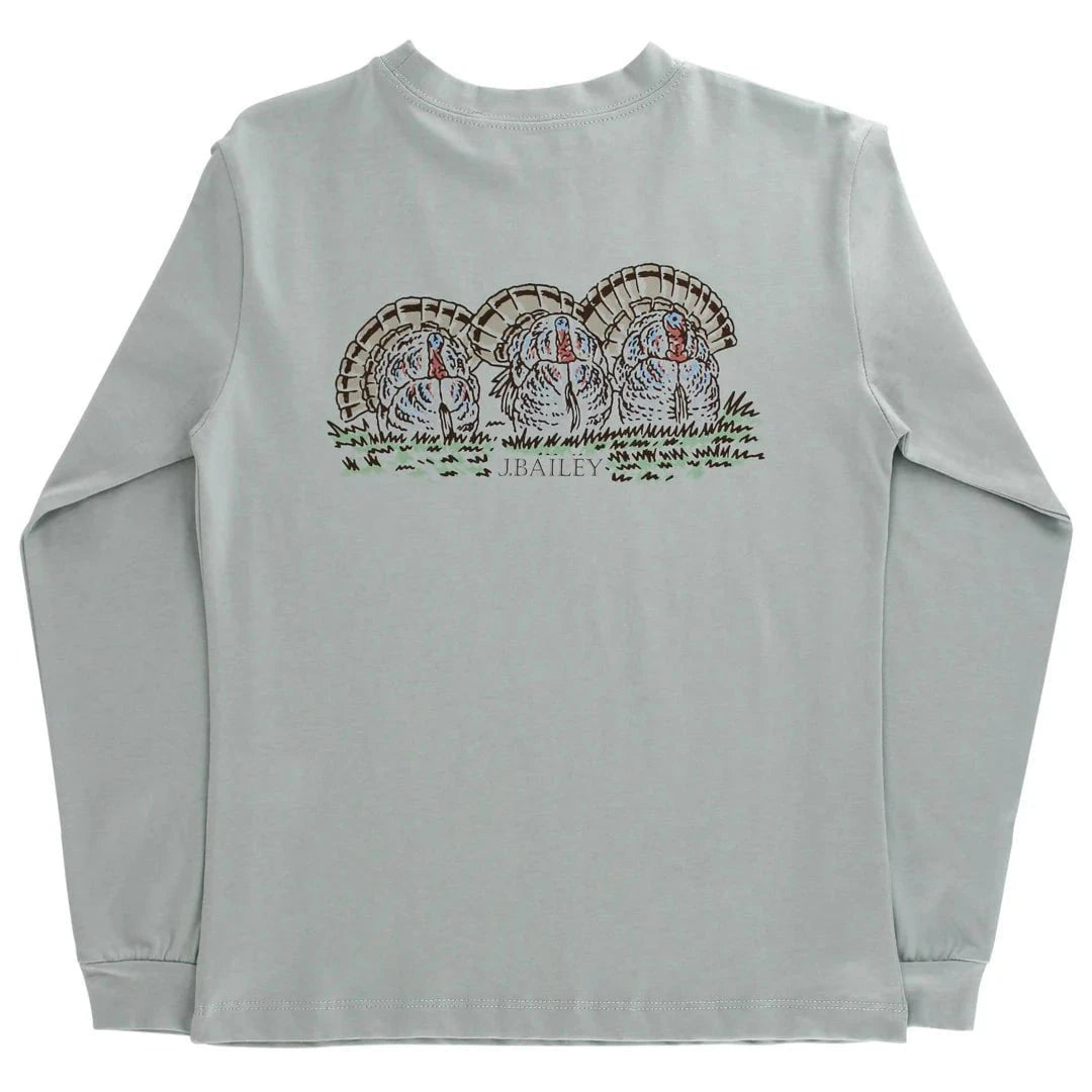 Bailey Boys Long Sleeve Logo Tee - Turkey on Sage