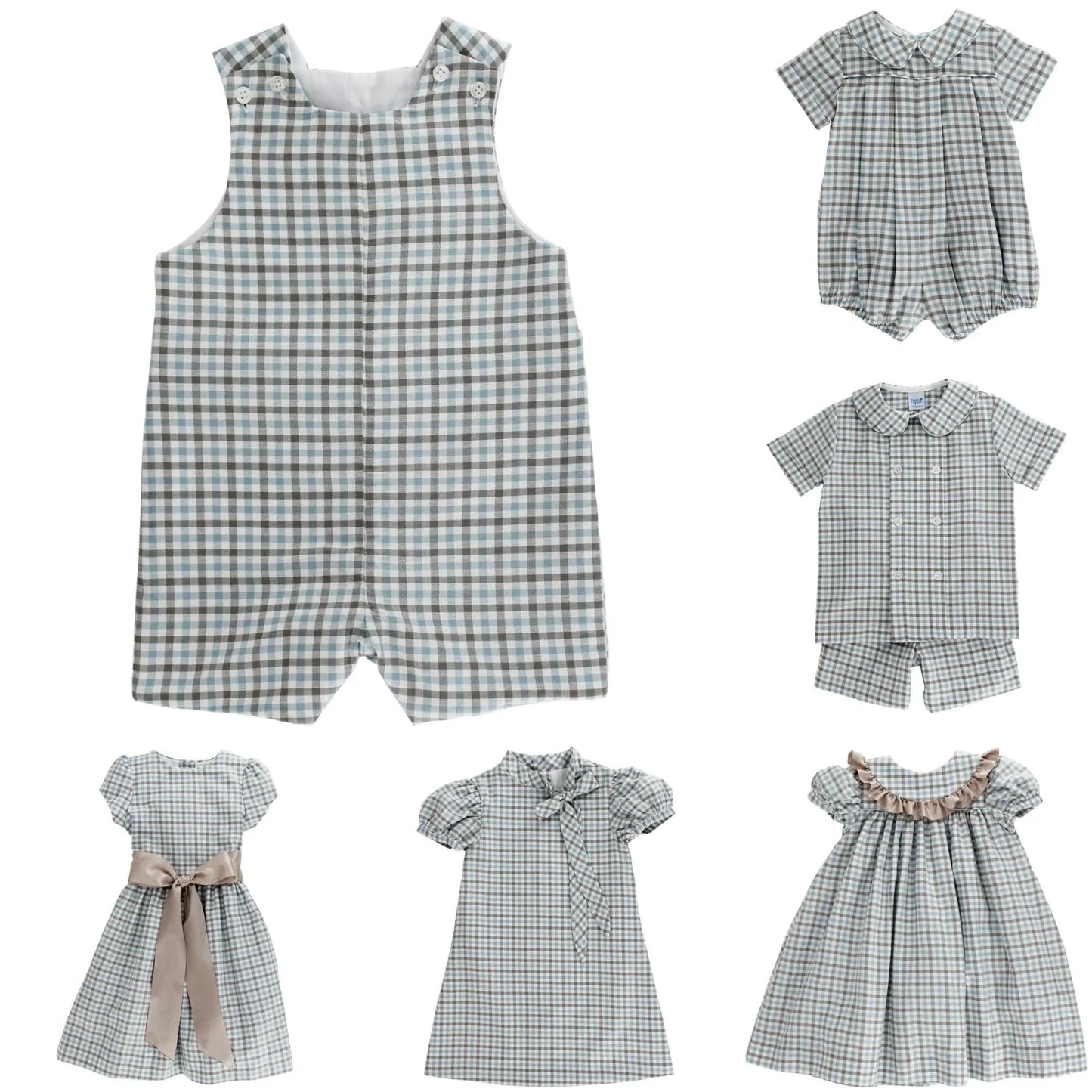 Bailey Boys Pigeon Plaid John John with Tabs