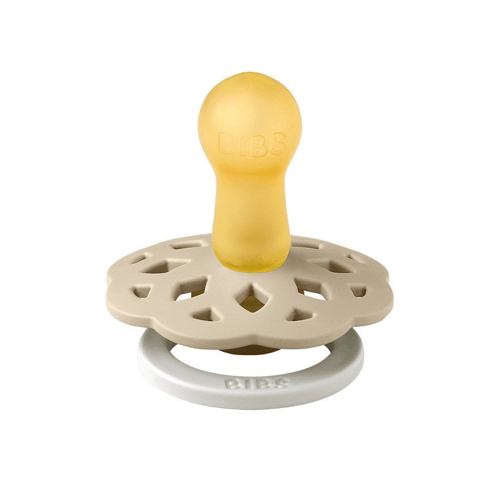 Bibs 2PK Boheme Pacifier 6-18 Months Size 2 Glow In The Dark BlusGLOW/VanillaGLOW