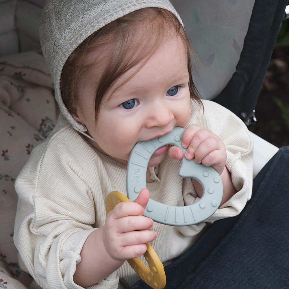 Bibs Baby Bitie Heart Teething Toy Baby Blue