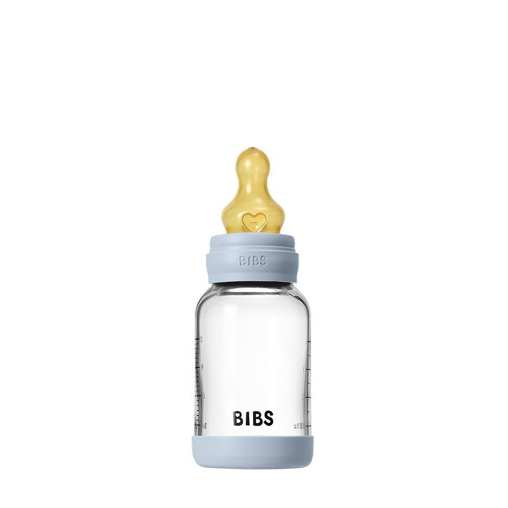 Bibs Baby Glass Bottle 4OZ Latex Baby Blue-Slow Flow