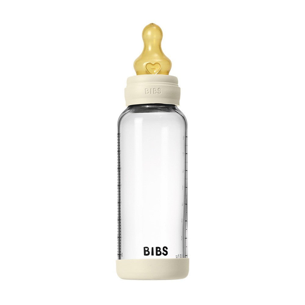 Bibs Baby Glass Bottle Set 8OZ Latex-Ivory - Medium Flow