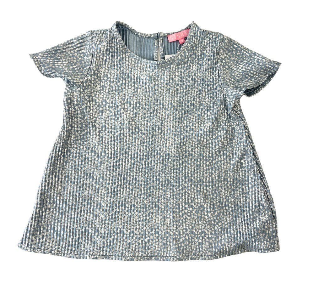 Bisby Girls Apparel / Shirts / Kids Blue Crinkle Stars / 5 Bisby Girls Crinkle Top - Blue Crinkle Stars