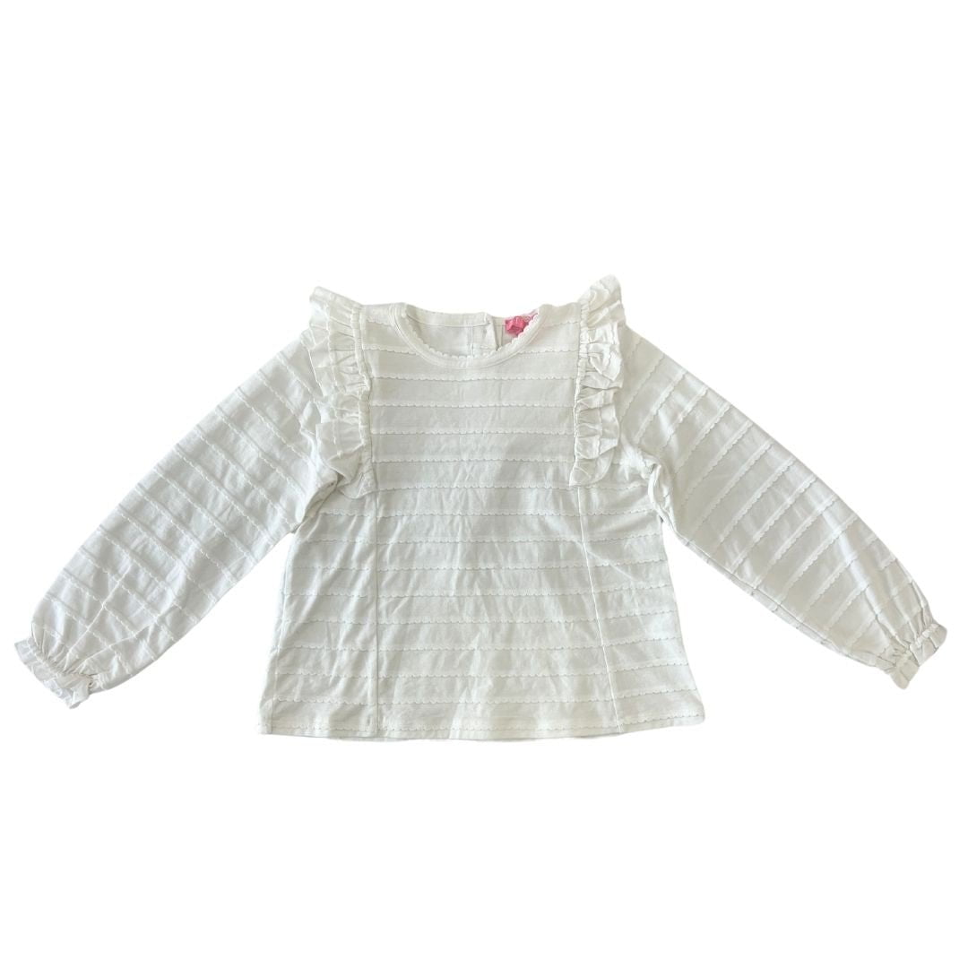 Bisby Girls Apparel / Shirts / Kids White / 5 Bisby Girls Ruffle Blouse - White Scallop