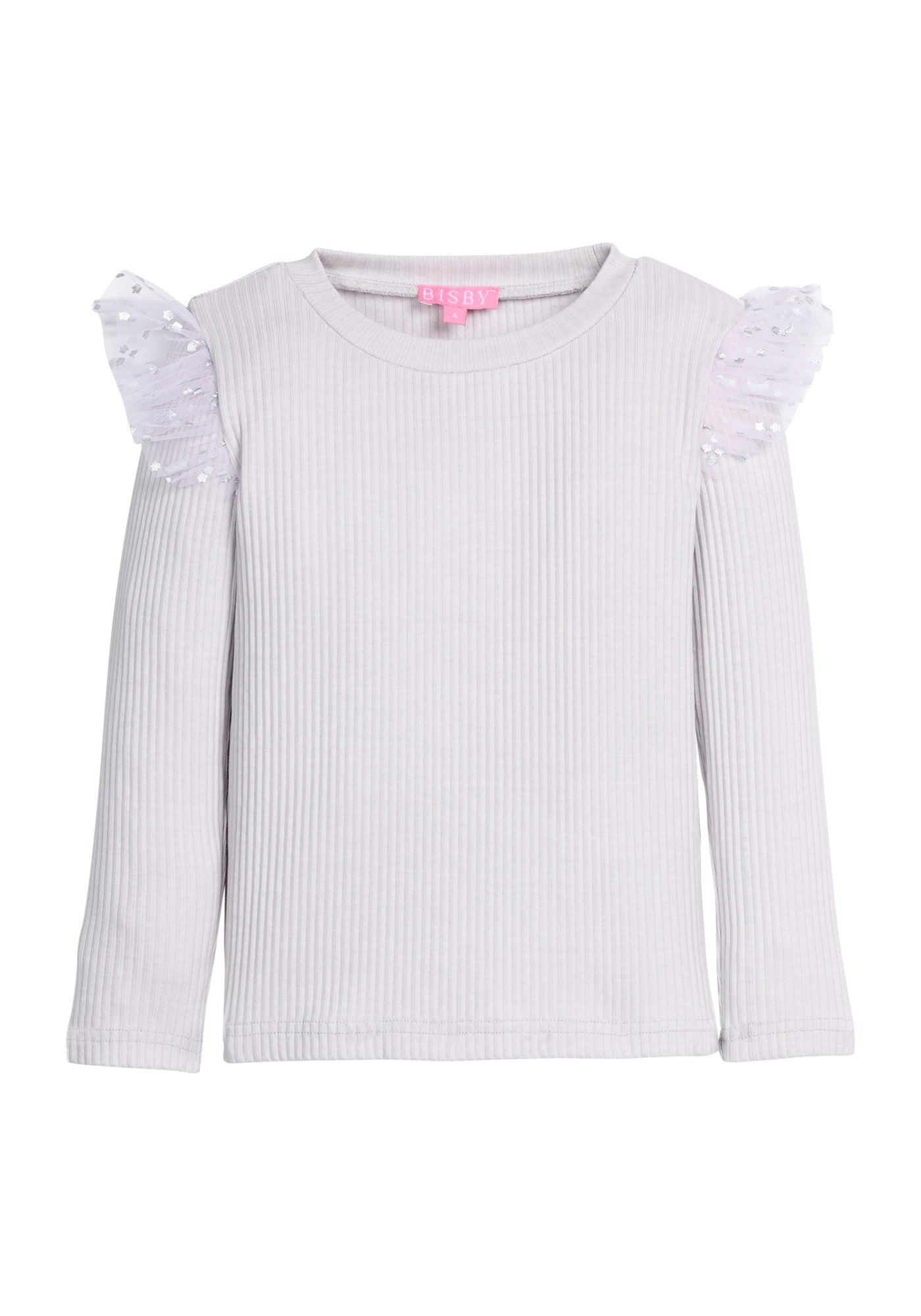Bisby Girls Sadie Top - Grey & Silver Sparkle Stars