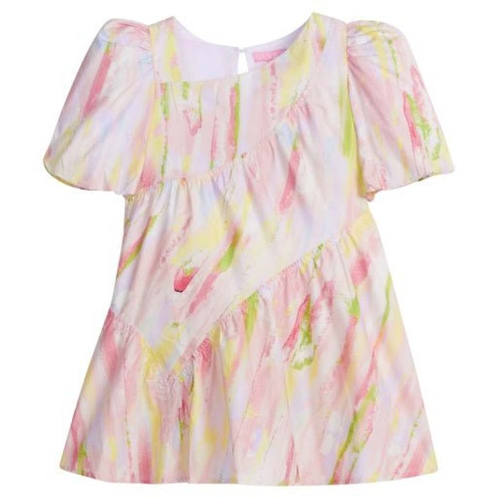 Bisby Girls Watercolor Color Block Asymmetrical Dress