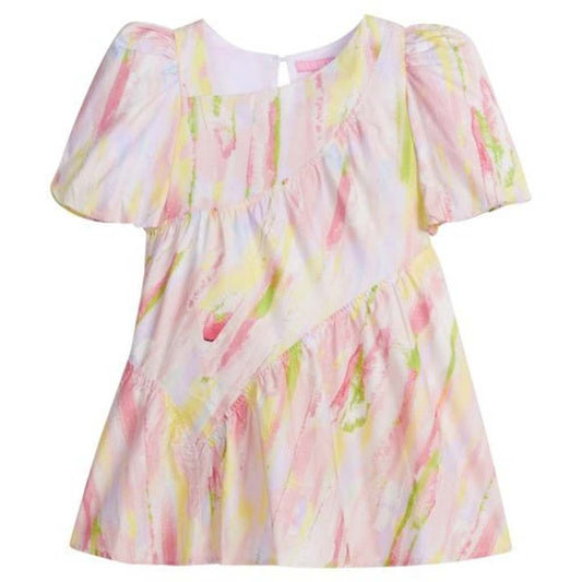 Bisby Girls Watercolor Color Block Asymmetrical Dress