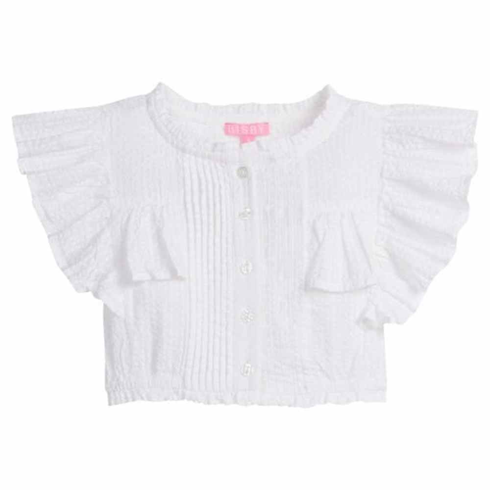 Bisby General Bisby Girls White Seersucker Annie Top